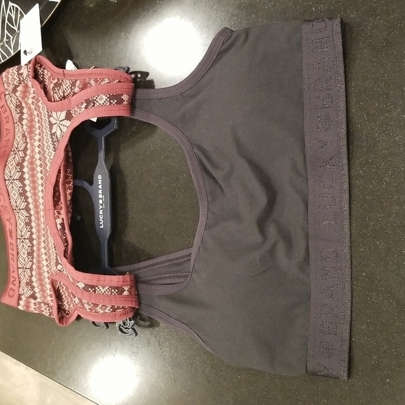 💕LUCKY BRAND💕 Bralettes (2 Pack) Snowflake Pattern & Black Small S NWT - Picture 2 of 8